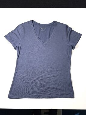 Unbound Merino V Neck T-shirt Heather Blue Size Small